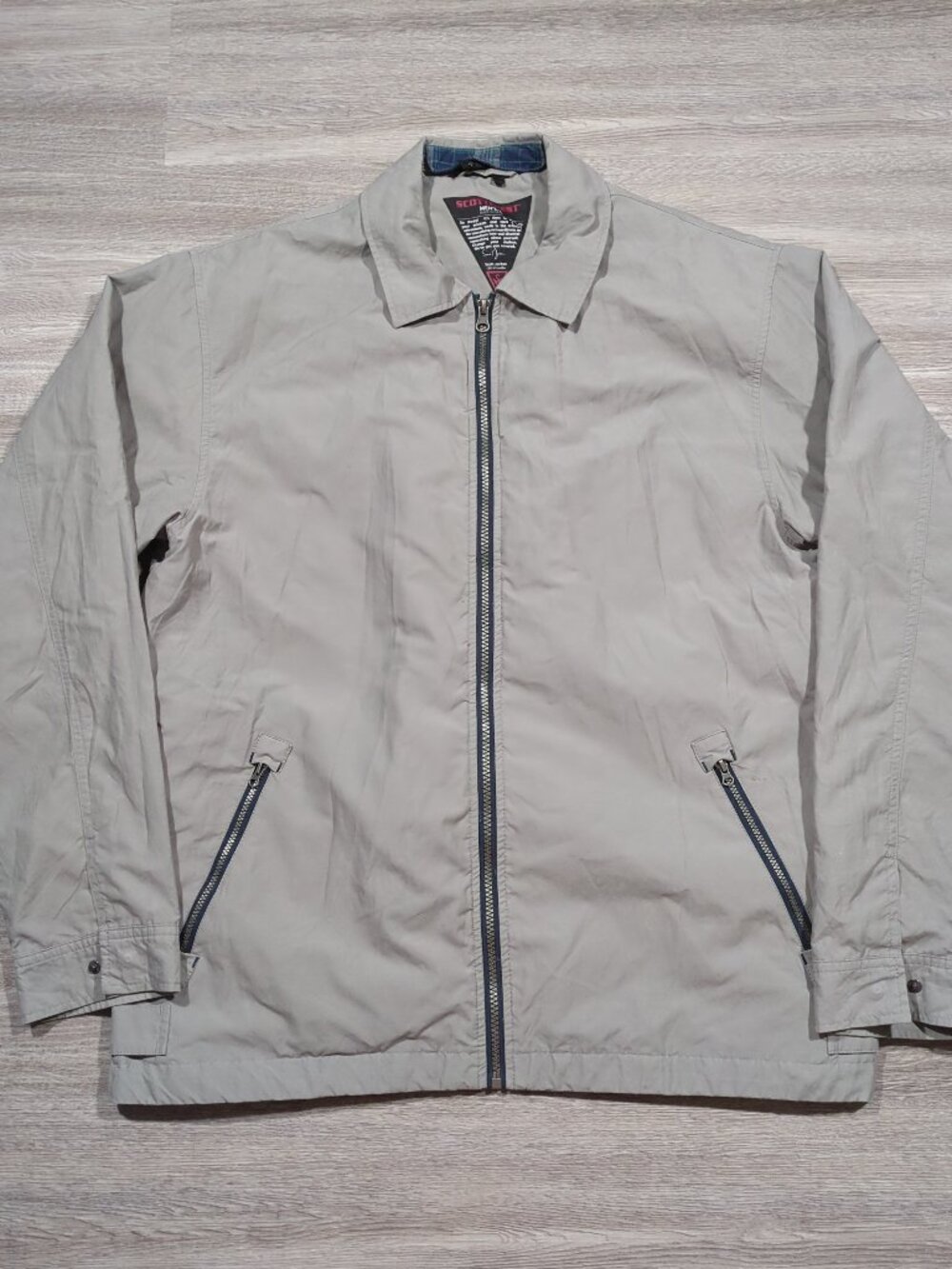 Scottevest Tec Jacket Men's Large Full Zip Grey Plaid Cotton Nylon Pockets